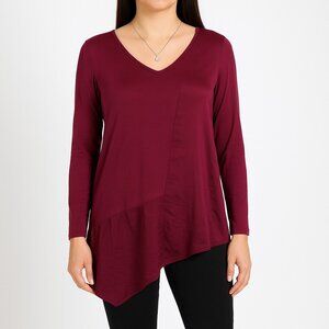 Simply Vera Vera Wang Womens L Purple Asymmetrical Hem Tunic Blouse Top
